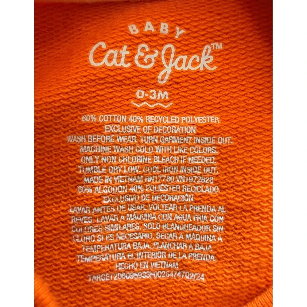 Cat & Jack Baby Pumpkin Sweatshirt & Harlequin Jogger Set Orange 0-3M Halloween